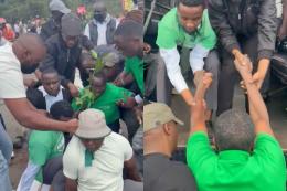 Collage photo of David Maraga being arrested outside the Nairobi National Park.